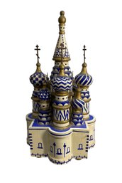 Greek Or Russian Orthodox Church Form Painted Wooden Music Box