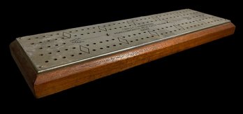 Vintage Heavy Steel And Mahogany Cribbage Board 1939 Portsmouth NH City Team Bill Lynbourg