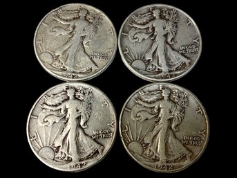 Four 1942 Walking Liberty Half Dollars 90 Percent Silver