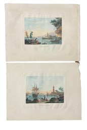 Pair Of Large Vintage French Fishing Colored Prints By Oxanne