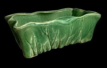 Antique McCoy Pottery Planter Green Glaze Leaf Form