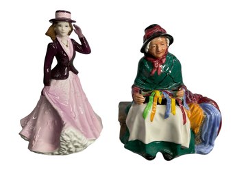 Royal Worcester And Royal Doulton Porcelain Figurines Georgina And Silks And Ribbons