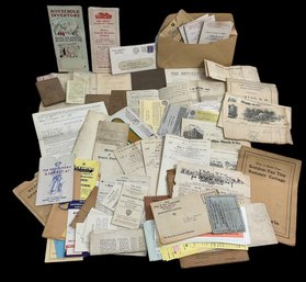 Ephemera Lot Including Railroadiana Auctioneer Receipts Letters Newspapers Beverly MA