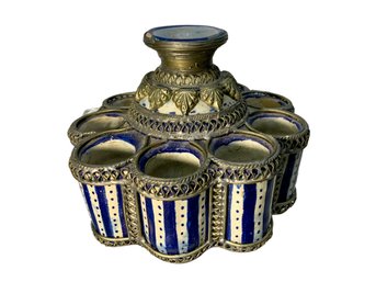 Moroccan Ceramic Inkwell With 9 Wells