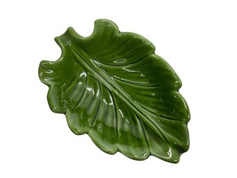 Green Porcelain Leaf Form Serving Dish