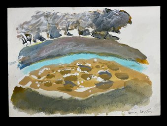 Rona Conti Contemporary Artist Abstract Watercolor Of Landscape And Stream