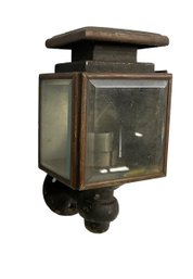 Vintage Small Tin And Brass And Glass Lantern Electrified