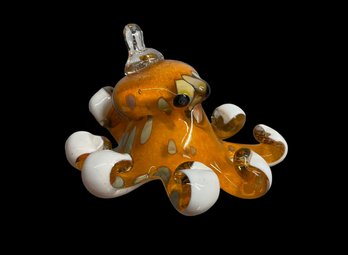 Hand Blown Art Glass Octopus Ornament Light Catcher Signed LY 2019