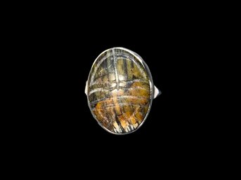 Sterling Silver Scarab Stone Ring