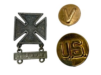 Three Military Pins US WWII