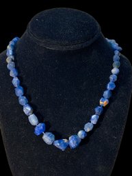 Faceted Blue Stone Kyanite? Necklace With Sterling Clasp