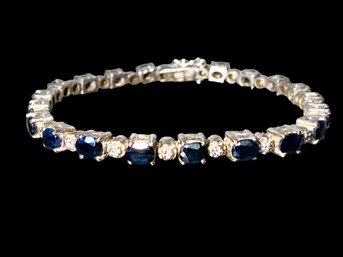 Blue Stone And Diamond? Chip Sterling Tennis Bracelet