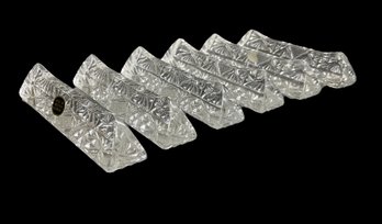 Set Of Six Vintage West German Pressed Glass Knife Rests Orig Label