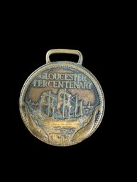 Antique Copper 1923 Tercentenary Medal Fob Of Gloucester MA