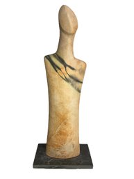 Cycladic Style Abstract Porcelain Or Stone And Slate Figural Sculpture Signed Solomon