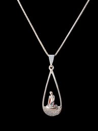 1960s Bernhard Hertz Little Mermaid Sterling Pendant Necklace