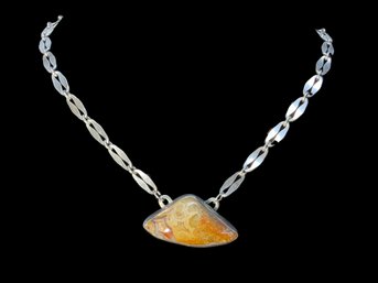 Sterling Silver And Australian Lace Agate Vintage Necklace