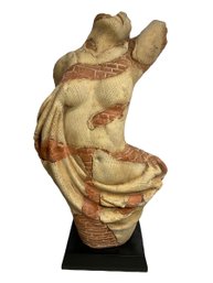 Jeff Hall Contemporary Artist Dream Fragment Ceramic Sculpture Of Draped Nude On Stand
