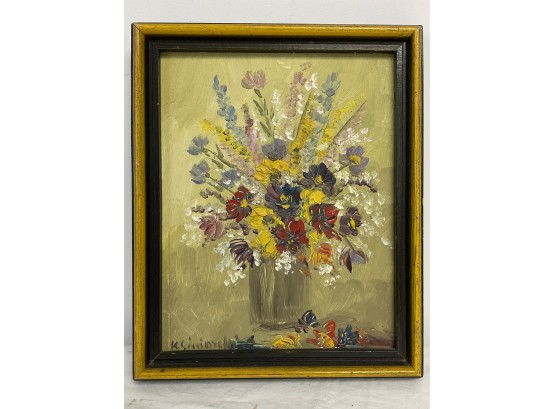 Signed Oil Painting Still Life On Board