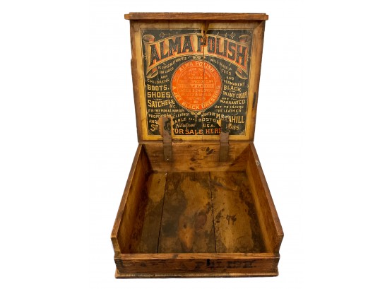 Alma Polish Antique Wooden Advertising  Box With Label
