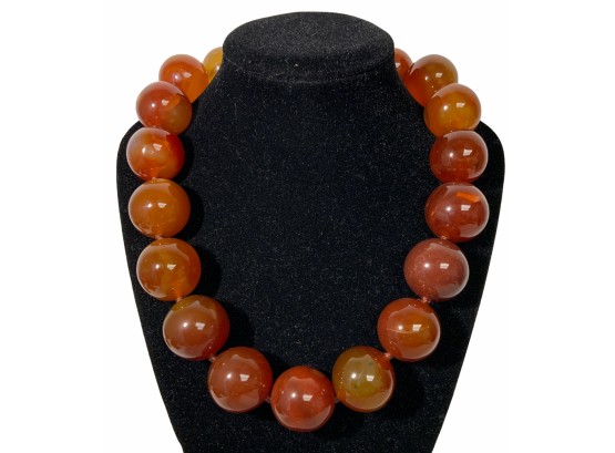 Patricia Von Musulin One Strand Carnelian Over Sterling Silver Necklace