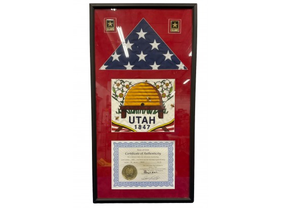 Framed Utah Flag Attributed To WWII Soldier