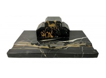 Art Deco Heavy Marble Inkwell And Pen Rest