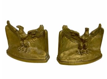 Pair Of Solid Bronze Or Brass Antique Federal Eagle Bookends