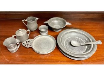 Lot Of Pewter Including Tea Serving Items