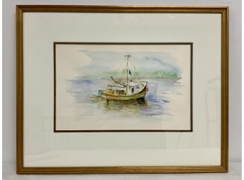 Signed Watercolor Of Fishing Boat Ainsworth Gallery