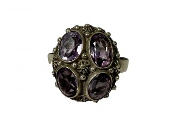 Sterling And Amethyst Multi Stone Ring