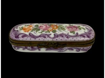 Limoges Porcelain Hand Painted Lilac Pin Box