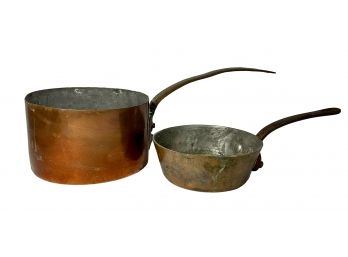 Pair Of Small Copper Pots Including E Dehillerin Pot