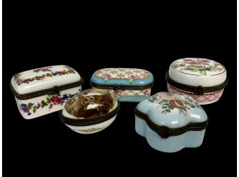 Lot Of Limoges-type Unsigned Porcelain Pill Boxes