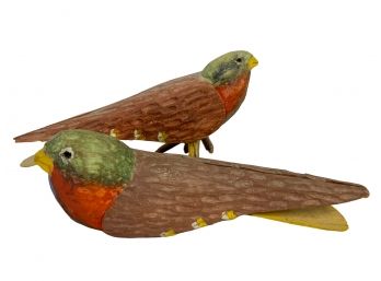 Pair Of Hand Carved Tropical Bird Decoys