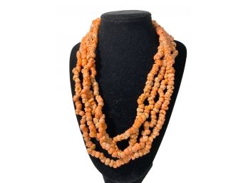 Massive 82 Inch Strand Of Coral Beads
