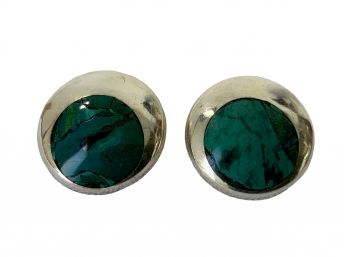 Chrysocolla Sterling Earrings With Clip Backs