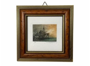 Small Framed Etching Of Church
