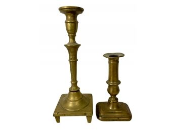 Heavy Antique Brass Candle Stick Holders