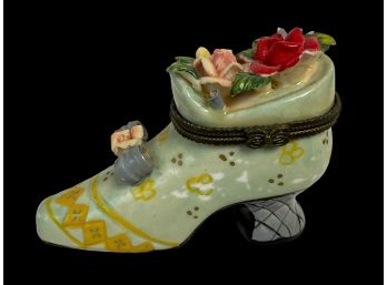 Vintage Porcelain Shoe Pill Box Limoges Type, Unsigned