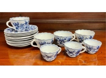 Lot Of Meissen Onion Pattern Teacups And Saucers