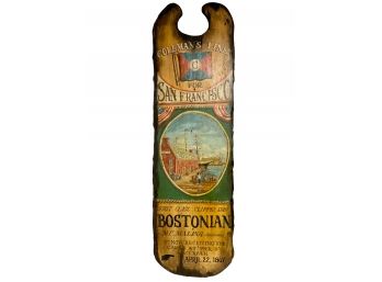Vintage Christopher Gurshin Hand Painted Vintage Wooden Bostonian Ship Sign