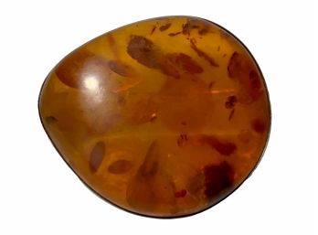 Sterling And Amber Vintage Pin