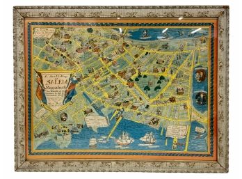 Large Framed Vintage Map Of Salem Massachusetts