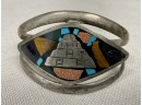 Mosaic Style Taxco Sterling Silver Cuff Bracelet