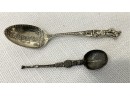 Pair Of Decorative Antique Sterling Silver Spoons