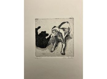 Small Engraving Of Dog By Chie Sasaki