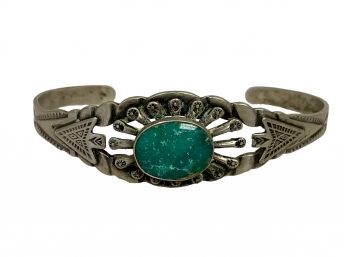 Sterling And Turquoise Native American Cuff Bracelet B
