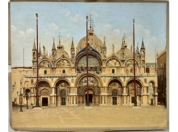 LARGE Colorized Antique Photograph Of St. Marks Basilica