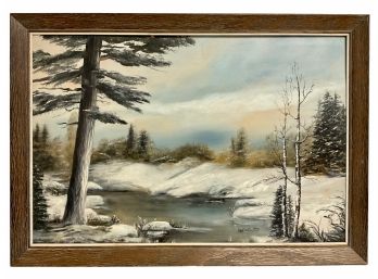 Signed Oil Painting Winter Scene Sigend Leadbetter